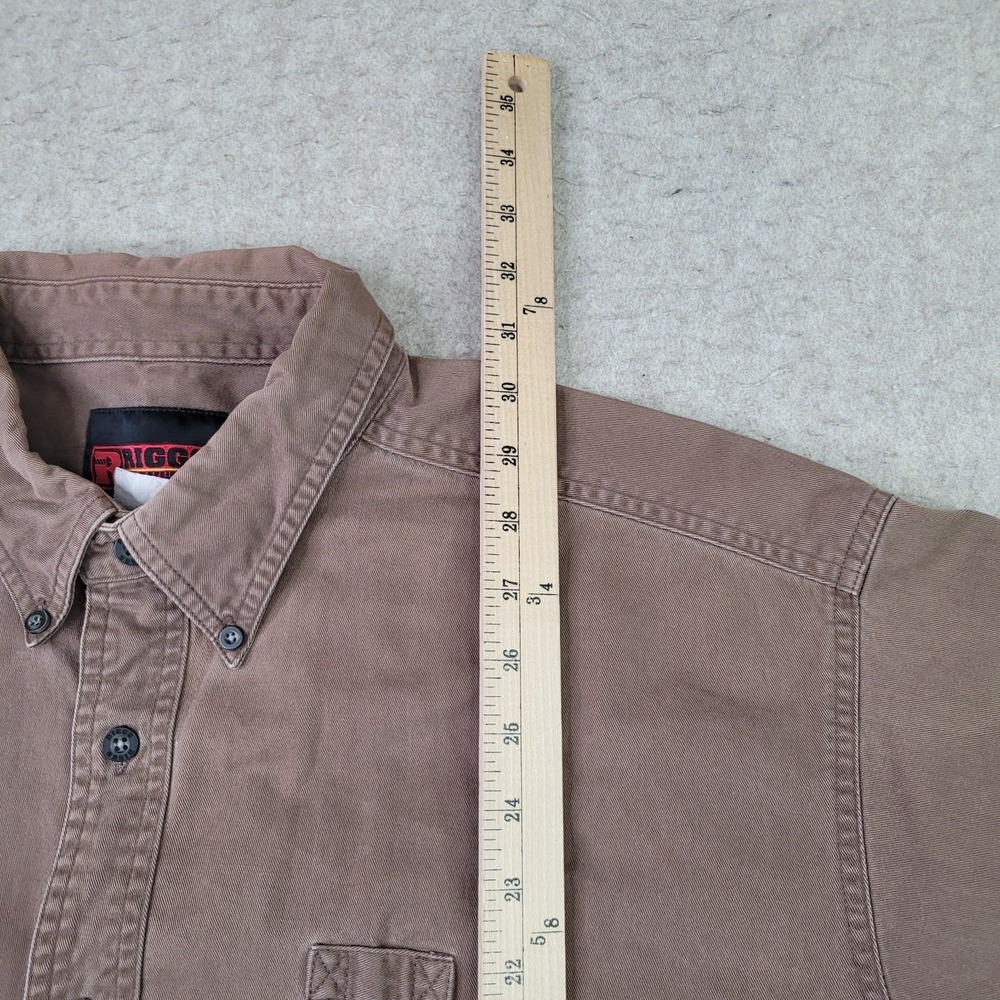 Wrangler Riggs Workwear Shirt Mens 3XL Brown Button Down Long Sleeve Pockets - Picture 7 of 8